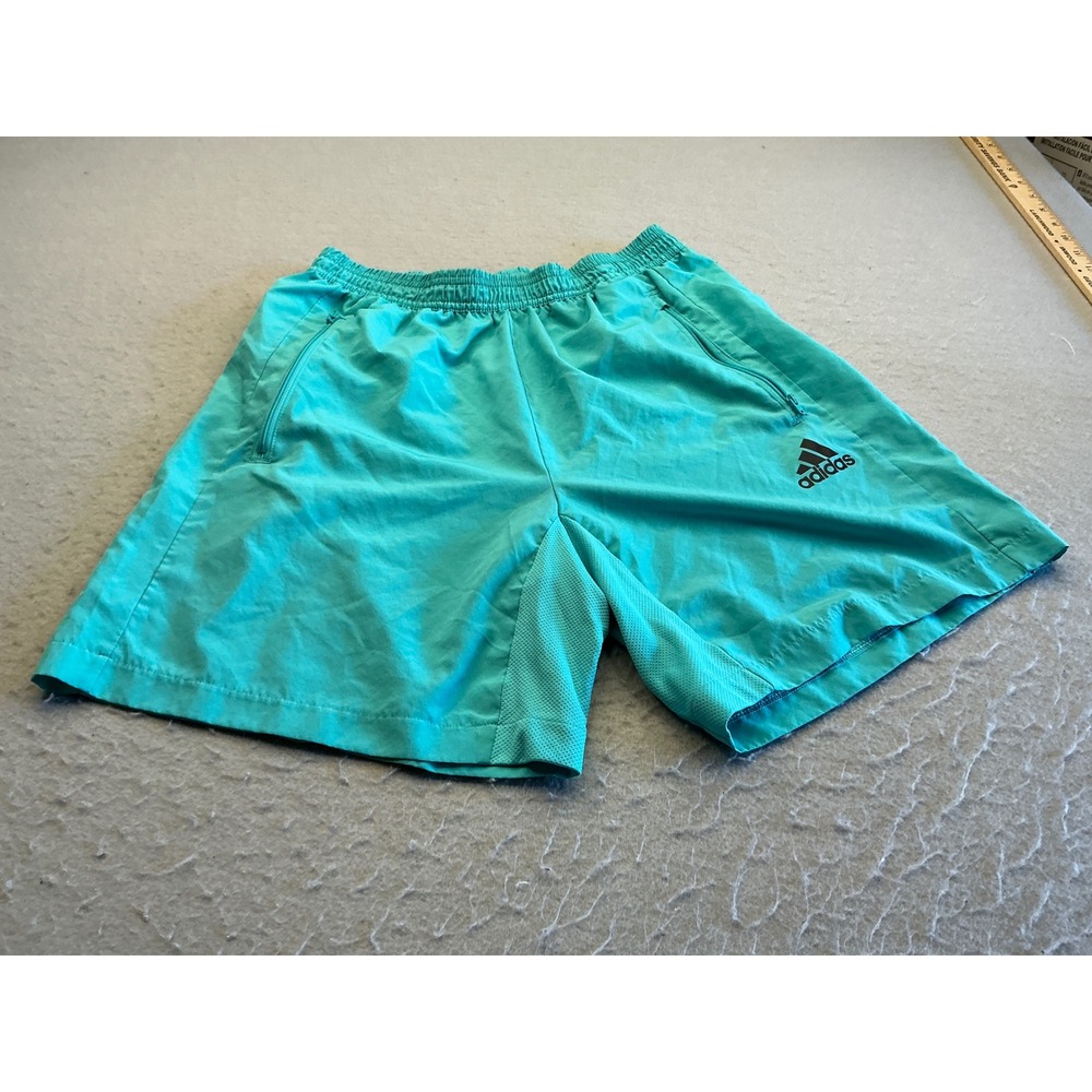 Adidas Aeroready Athletic Shorts Teal Zipper Pockets Primegreen Size M Mens